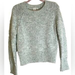 Gap Women’s Wool Alpaca Blend Boxy Crew Neck Crop Marled Mint Sweater sz Small